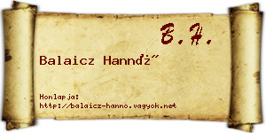 Balaicz Hannó névjegykártya